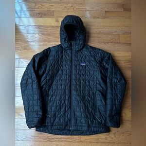 Patagonia Nano Puffer Primaloft Quilted Hooded Jacket Black Mens L 84222